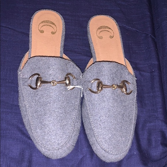 Charming Charlie Shoes - Soft Wool Grey Mules